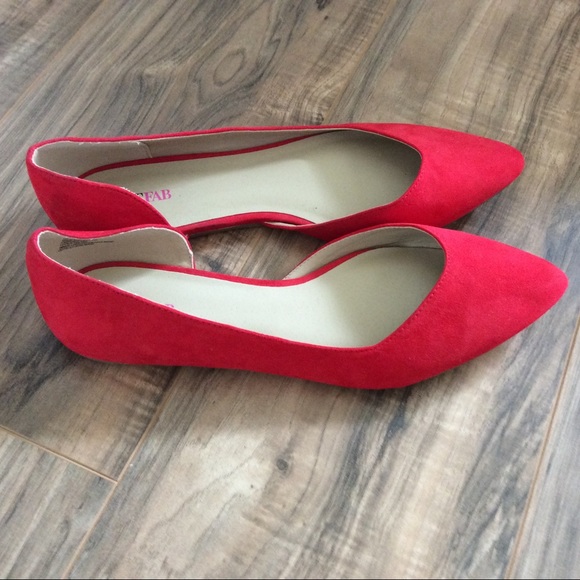 SOLD Never Worn Bright Red Flats Size 10 JustFab - Picture 2 of 6